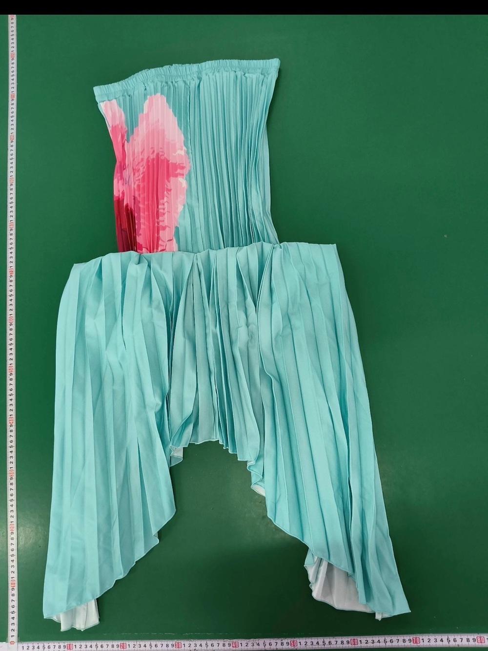 A Classy Chic Boutique Mint Green Strapless Pleated Maxi with Pink Floral - Picture 3 of 6